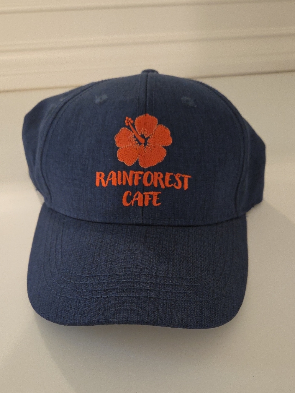 Rainforest Cafe Navy Baseball Cap with Orange Embroidery